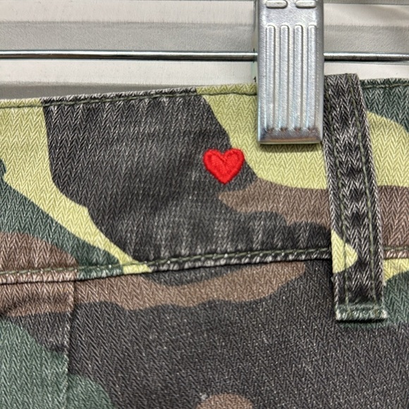 Sundry Green Camouflage Button Fly High Waist Cropped Pants Size 27 - Picture 6 of 9